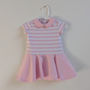 Ralph Lauren Dress Baby Girls Sz 6m Pink Preppy Stripe